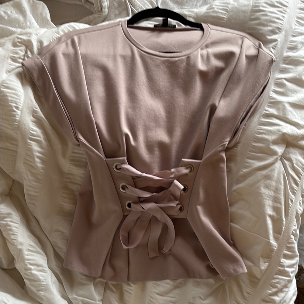 Lace-Up Blush Pink Top